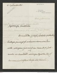 Nachlass Franz Steindachner, Brief von Heinrich Lützow an Franz Steindachner (16.09.1911), Inv.Nr. 318.01, Seite 1